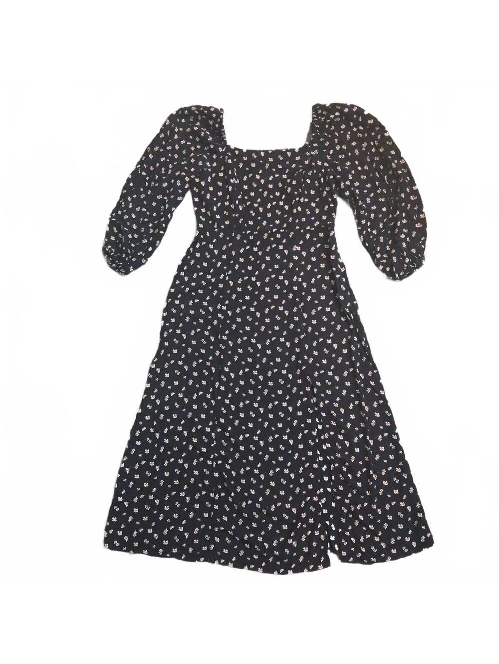 Sanctuary Artificial Bloom Black Floral Puff Sleeve Dress Size 6
